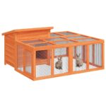 Konijnenhok 144x123x67,5 cm massief grenenhout bruin – Image 5