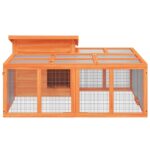 Konijnenhok 144x123x67,5 cm massief grenenhout bruin – Image 6