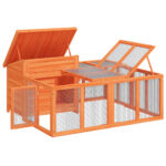 Konijnenhok 144x123x67,5 cm massief grenenhout bruin – Image 7