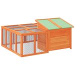 Konijnenhok 144x123x67,5 cm massief grenenhout bruin – Image 9