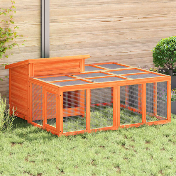 Konijnenhok 144x123x67,5 cm massief grenenhout bruin