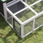 Konijnenhok 144x123x67,5 cm massief grenenhout grijs - Afbeelding 4