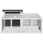Konijnenhok 144x123x67,5 cm massief grenenhout grijs - Afbeelding 7