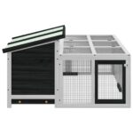 Konijnenhok 144x123x67,5 cm massief grenenhout grijs - Afbeelding 8