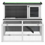 Konijnenhok 102x90x84,5 cm massief grenenhout grijs – Image 3