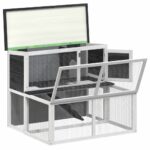 Konijnenhok 102x90x84,5 cm massief grenenhout grijs – Image 4