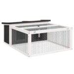 Konijnenhok 117,5x97x47,5 cm massief grenenhout grijs – Image 2