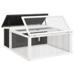 Konijnenhok 117,5x97x47,5 cm massief grenenhout grijs – Image 4