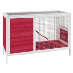 Konijnenhok 103x44x69,5 cm massief grenenhout rood - Image 2