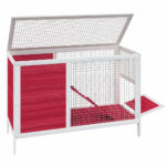 Konijnenhok 103x44x69,5 cm massief grenenhout rood - Image 4