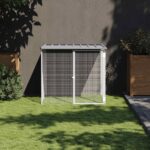 Kippenhok met dak 103x98x90 cm gegalvaniseerd staal lichtgrijs