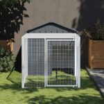 Kippenhok met ren antraciet 117x201x123 cm gegalvaniseerd staal
