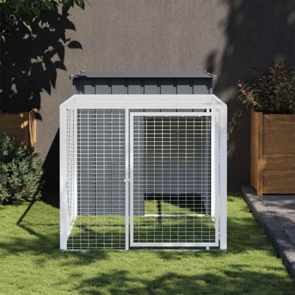 Kippenhok met ren antraciet 110x201x110 cm gegalvaniseerd staal