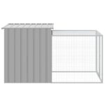 Kippenhok met ren lichtgrijs 110x201x110 cm gegalvaniseerd staal - Afbeelding 4