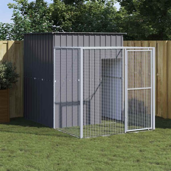 Kippenhok met ren 165x251x181 cm gegalvaniseerd staal antraciet