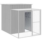 Kippenhok met ren 165x251x181 cm gegalvaniseerd staal grijs - Image 2