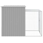 Kippenhok met ren 165x251x181 cm gegalvaniseerd staal grijs - Image 4
