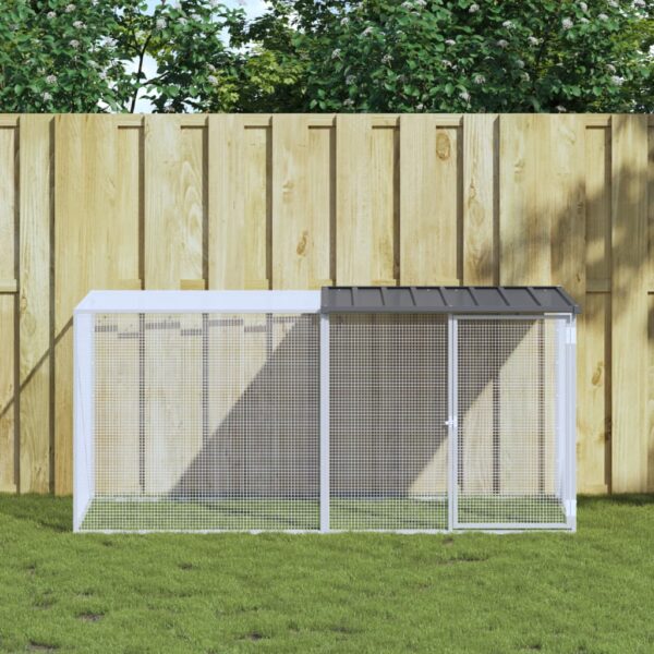 Kippenhok met dak antraciet 203x98x90 cm gegalvaniseerd staal