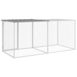 Kippenhok met dak 203x98x90 cm gegalvaniseerd staal lichtgrijs - Afbeelding 5
