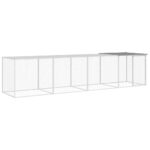 Kippenhok met dak 403x98x90 cm gegalvaniseerd staal lichtgrijs - Image 2