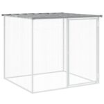 Kippenhok met dak 403x98x90 cm gegalvaniseerd staal lichtgrijs - Image 6