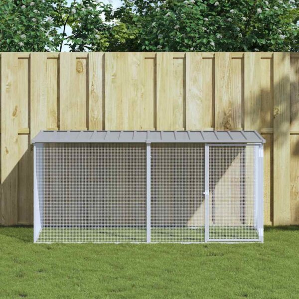 Kippenhok met dak lichtgrijs 203x98x90 cm gegalvaniseerd staal