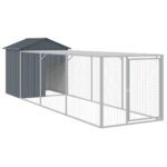 Kippenhok met ren 117x405x123 cm gegalvaniseerd staal antraciet – Image 2