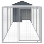 Kippenhok met ren 117x405x123 cm gegalvaniseerd staal antraciet – Image 3