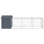 Kippenhok met ren 117x405x123 cm gegalvaniseerd staal antraciet – Image 4