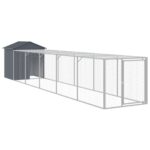 Kippenhok met ren 117x609x123 cm gegalvaniseerd staal antraciet - Image 2