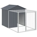 Kippenhok met ren 117x609x123 cm gegalvaniseerd staal antraciet - Image 6