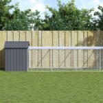 Kippenhok met ren 117x609x123 cm gegalvaniseerd staal antraciet