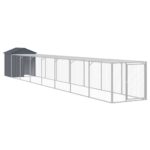 Kippenhok met ren 117x813x123 cm gegalvaniseerd staal antraciet - Image 2