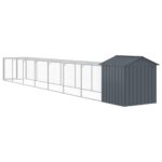 Kippenhok met ren 117x813x123 cm gegalvaniseerd staal antraciet - Image 5