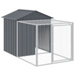 Kippenhok met ren 117x813x123 cm gegalvaniseerd staal antraciet - Image 6