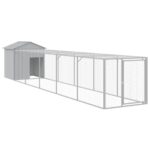 Kippenhok met ren 117x609x123 cm staal lichtgrijs - Afbeelding 2