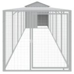 Kippenhok met ren 117x609x123 cm staal lichtgrijs - Afbeelding 3