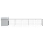 Kippenhok met ren 117x609x123 cm staal lichtgrijs - Afbeelding 4