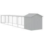 Kippenhok met ren 117x609x123 cm staal lichtgrijs - Afbeelding 5
