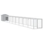 Kippenhok met ren 117x1017x123 cm staal lichtgrijs - Afbeelding 2