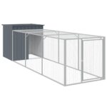 Kippenhok met ren 110x405x110 cm gegalvaniseerd staal antraciet - Image 2