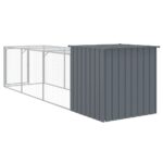 Kippenhok met ren 110x405x110 cm gegalvaniseerd staal antraciet - Image 5
