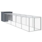 Kippenhok met ren 110x609x110 cm gegalvaniseerd staal antraciet - Image 2