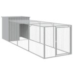 Kippenhok met ren 110x405x110 cm staal lichtgrijs – Image 2