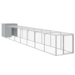 Kippenhok met ren 110x813x110 cm staal lichtgrijs - Afbeelding 2