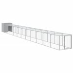Kippenhok met ren 110x1221x110 cm staal lichtgrijs - Afbeelding 2
