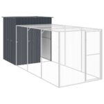 Kippenhok met ren 165x455x181 cm gegalvaniseerd staal antraciet – Image 2