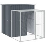 Kippenhok met ren 165x455x181 cm gegalvaniseerd staal antraciet – Image 6