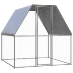 Kippenkooi 2x2x2 m gegalvaniseerd staal zilverkleurig en grijs – Image 2