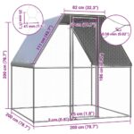 Kippenkooi 2x2x2 m gegalvaniseerd staal zilverkleurig en grijs – Image 5